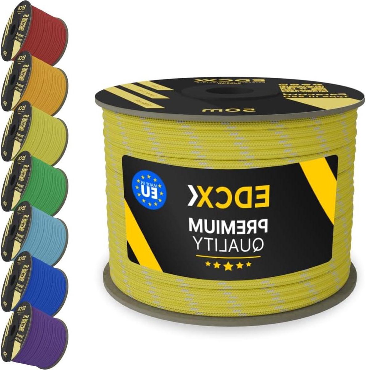 4mm Nylon Paracord 550 50m (165 voet) Reflective Yellow Effen Kleuren Nylon Touw