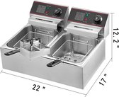 Bol.com Shoppee Dubbele frituurpan - 2L - Dubbele Tanks van Roestvrij Staal-5000W - voor het bakken van frituur snacks - Met Dub... aanbieding