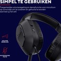 Zwarte gaming headset met aanpasbaar volume en microfoon mute op het oorschelp.