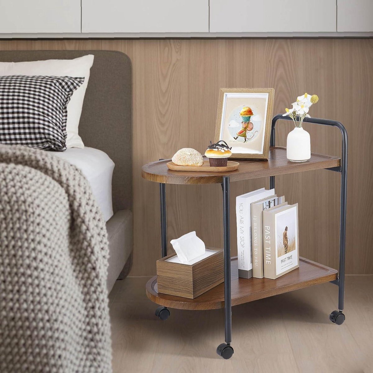 Massief houten salontafel, Nordic as walnoot bank bijzettafel, kleine ronde tafel/thee tafel in de woonkamer en slaapkamer (Size : 60x60cm