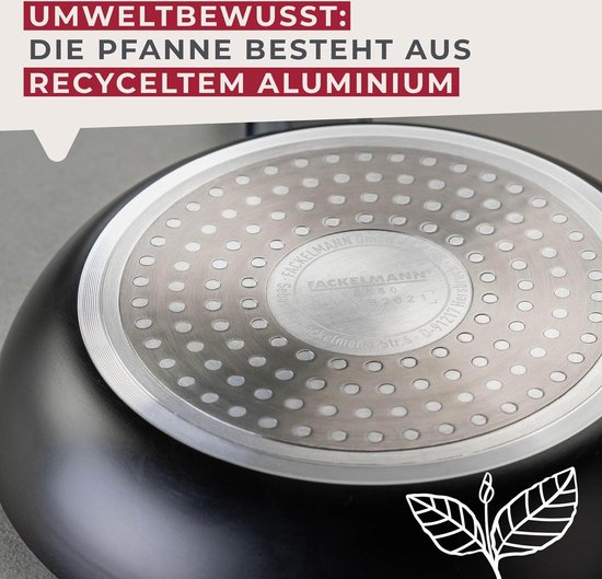 Fackelmann Statement braadpan 28 cm, gerecycled aluminium met keramische antiaanbaklaag, geschikt voor alle warmtebronnen, inclusief inductie, groen