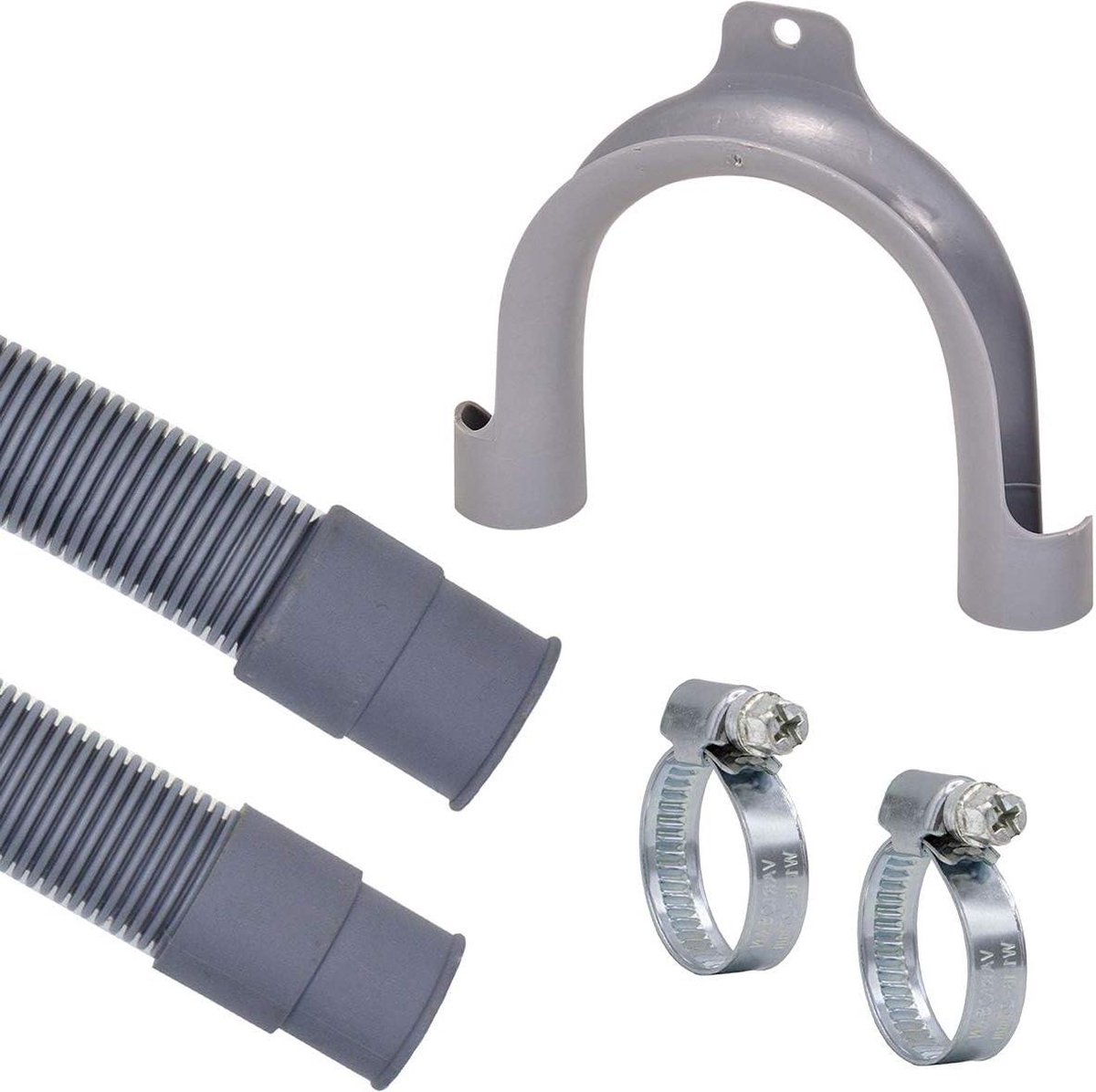 Afvoerslang 250 m 3/4" incl. beugel & slangklemmen voor wasmachine en vaatwasser