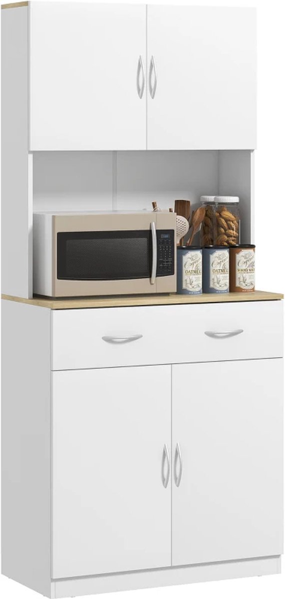 Keukenkast - Opbergkast - Dressoir - Buffetkast - Kasten - Organizer - Keuken - Hout - Wit