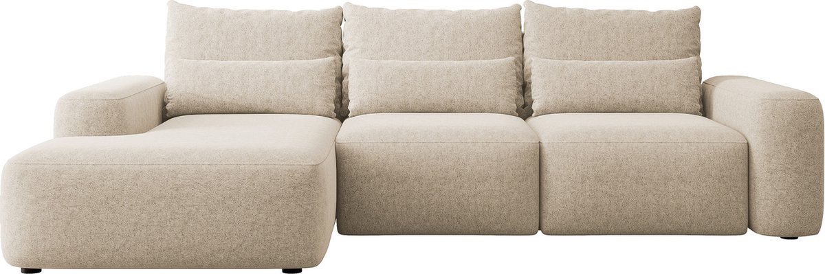 Selsey Hoekbank Carnos met lendenkussens - beige fluweel - linksoriëntatie