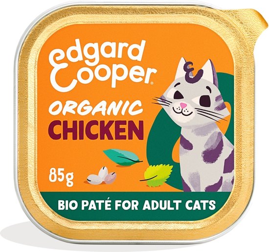 Edgard & Cooper Kattenvoer Graanvrij Biologisch Natvoer voor Katten Gesteriliseerde of Actieve Kat Natuurlijke Heerlijke PatÃƒÂ© 85g x 16 Biologische Verse Kip, Smakelijk en Uitgebalanceerd, Vers Vlees