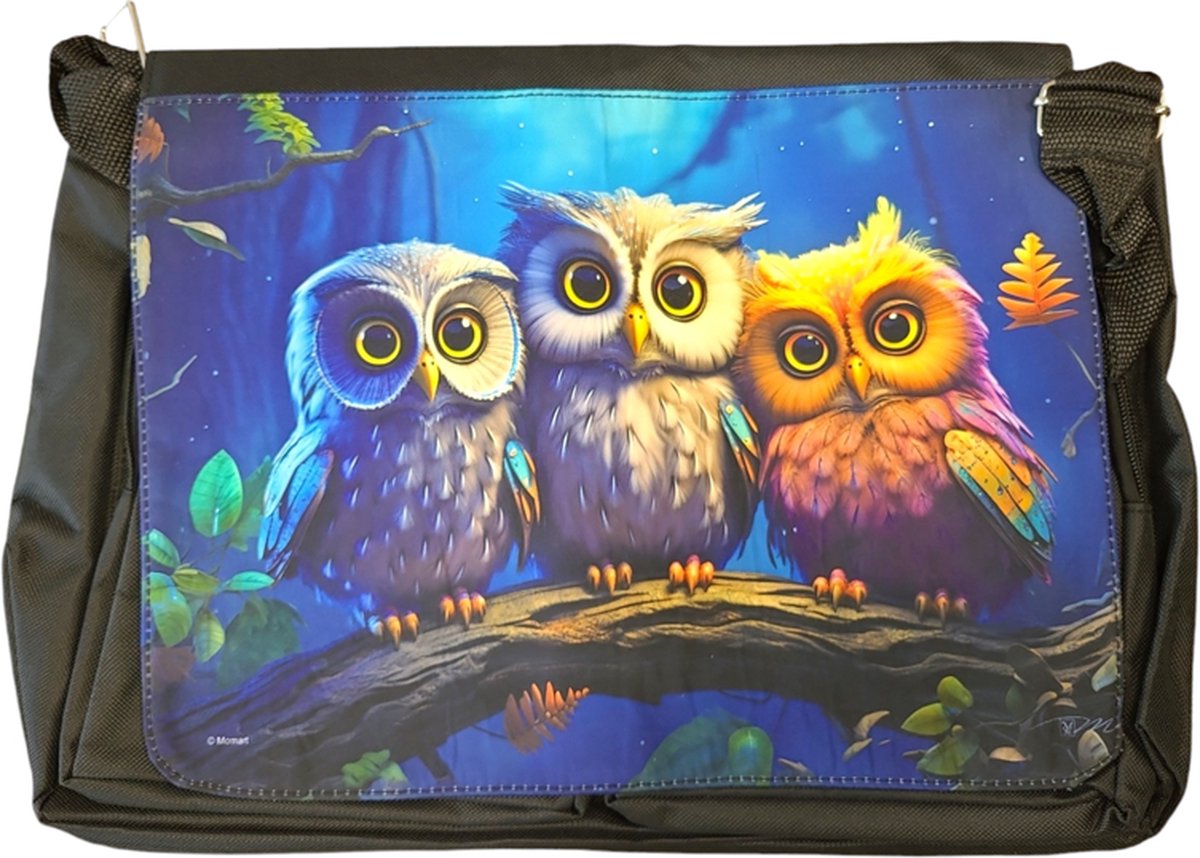 3 Owls On Branches Messenger Bag Big