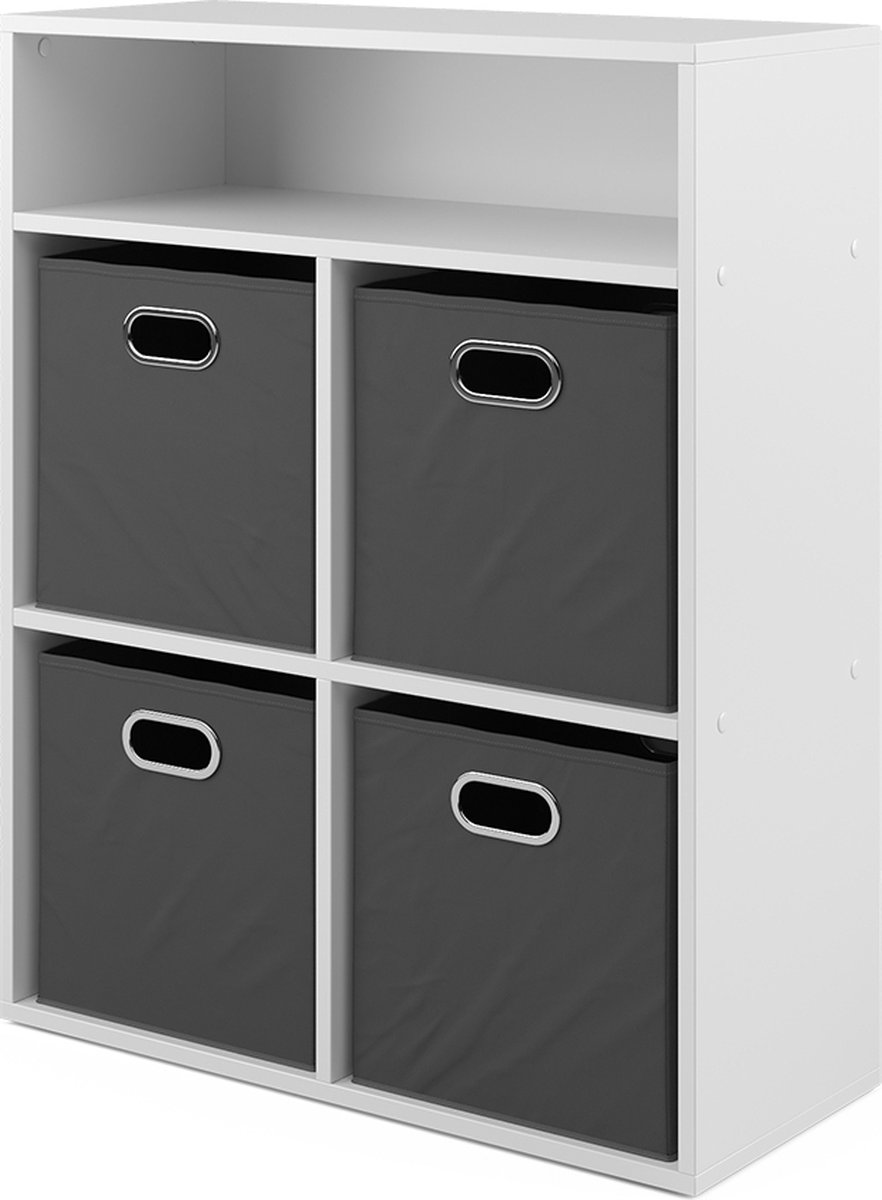 Vicco Boekenrek – 72 x 90.2 cm met 4 vouwboxen Wit