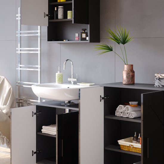 Vicco Irma Badkamermeubel Set 3 Delen, Met Onderkast 80 Cm Antraciet Hoogglans 2724117002
