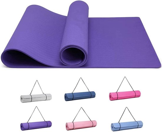Good Nite Gymnastiekmat, yogamat, fitnessmat, antislip, trainingsmat, sport, turn, pilates, mat, vloerturnmat met draagriem, 183 x 61 x 0,6 cm (roze/pruim