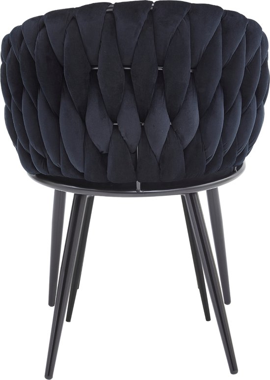 Colenis® - Chaise de salle à manger Wave - Set de 4 - Zwart - Velours - Velours - Design