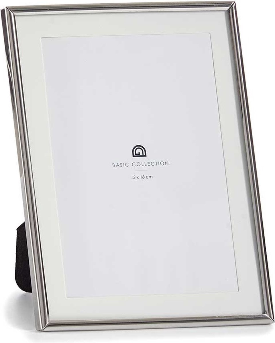 Giftdecor Fotolijstje voor 13 x 18 cm foto - zilver - metaal - frame 15 x 20 cm - passe partout - staand/hangend