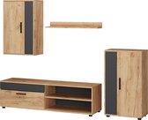 Vicco Berno Wandmeubel – Set van 4 Eik goud/antraciet