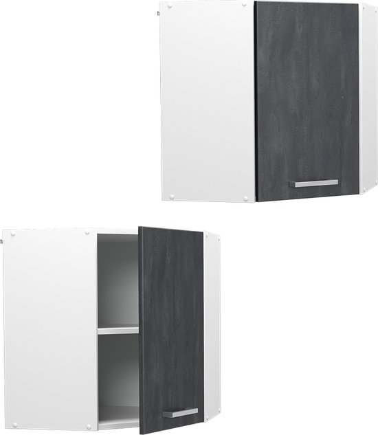 Meuble haut d'angle de Cuisine Vicco R- Line – 57 cm, béton Zwart