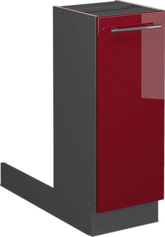 Vicco Kitchen Island Fame- Line, Rouge bordeaux brillant/Anthracite, 30 cm sans plan de travail