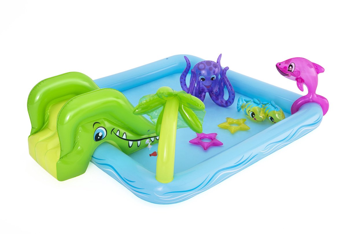 Bestway Kinderzwembad met Glijbaan - Incl. Opblaas Waterspeelgoed - 239 x 206 x 86 CM - 308 L - Waterdieren — afbeelding 16