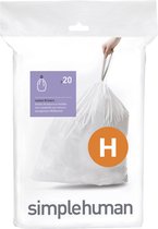 Simplehuman Code H Sacs poubelle - 30 litres - 20 pièces - avec lien de serrage - Blanc