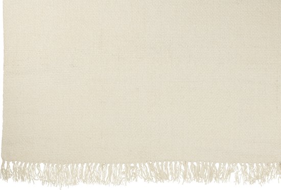 J-Line Plaid tissé + franges - viscose - blanc - 180 x 130 cm