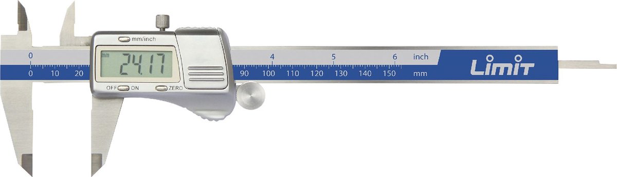Digitale schuifmaat premium kwaliteit in roestvrij staal 150x40 mm 0,01 mm / inch met metalen elektronische eenheid Limit CAD150PQ