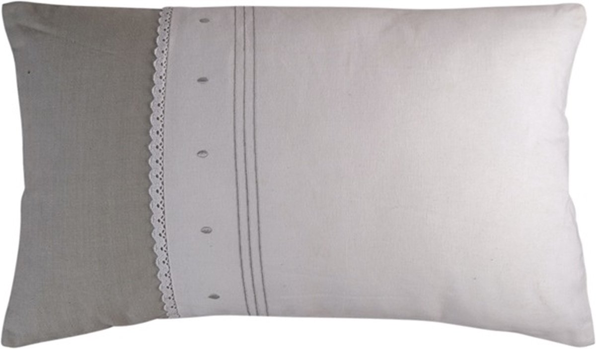 Linen & More Kussen Jasmin Ties Grijs -Wit | 30 X 50 | Sierkussen Voor Woonkamer Of Slaapkamer