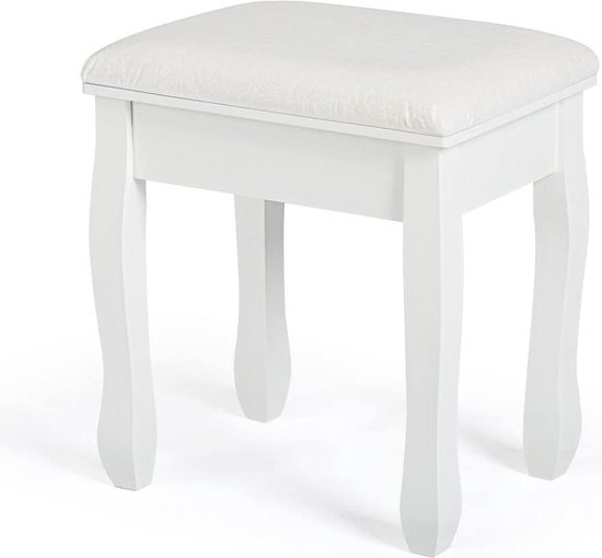 Witte Kaptafel met Kruk | LED Verlichting & Ruime Witte Kaptafel met Kruk | LED Verlichting & Ruime