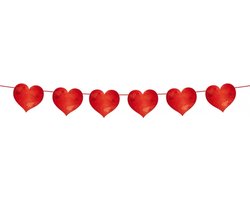 Folat Slinger rode hartjes - 6 meter - Valentijn decoratie - bruiloft versiering - Valentijnsdag / trouwerij - hartjesslinger