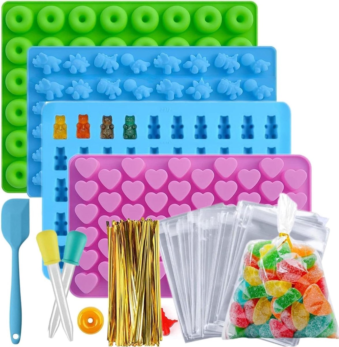 Set De 3 Moules à Bonbons En Silicone - Formes Ourson Et Cœur - Antiadhésif, Sans BPA, Pour Chocolat, Gélifiés, Caramel - 2