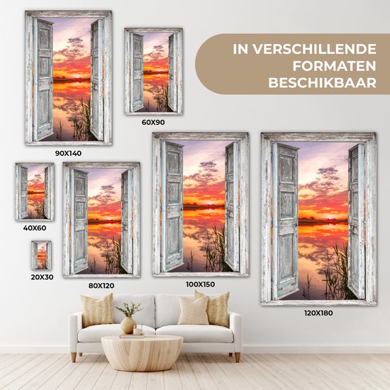 Tableau Peinture Paysage - Coucher de Soleil - Water - Transparent - 80x120 cm - Décoration murale