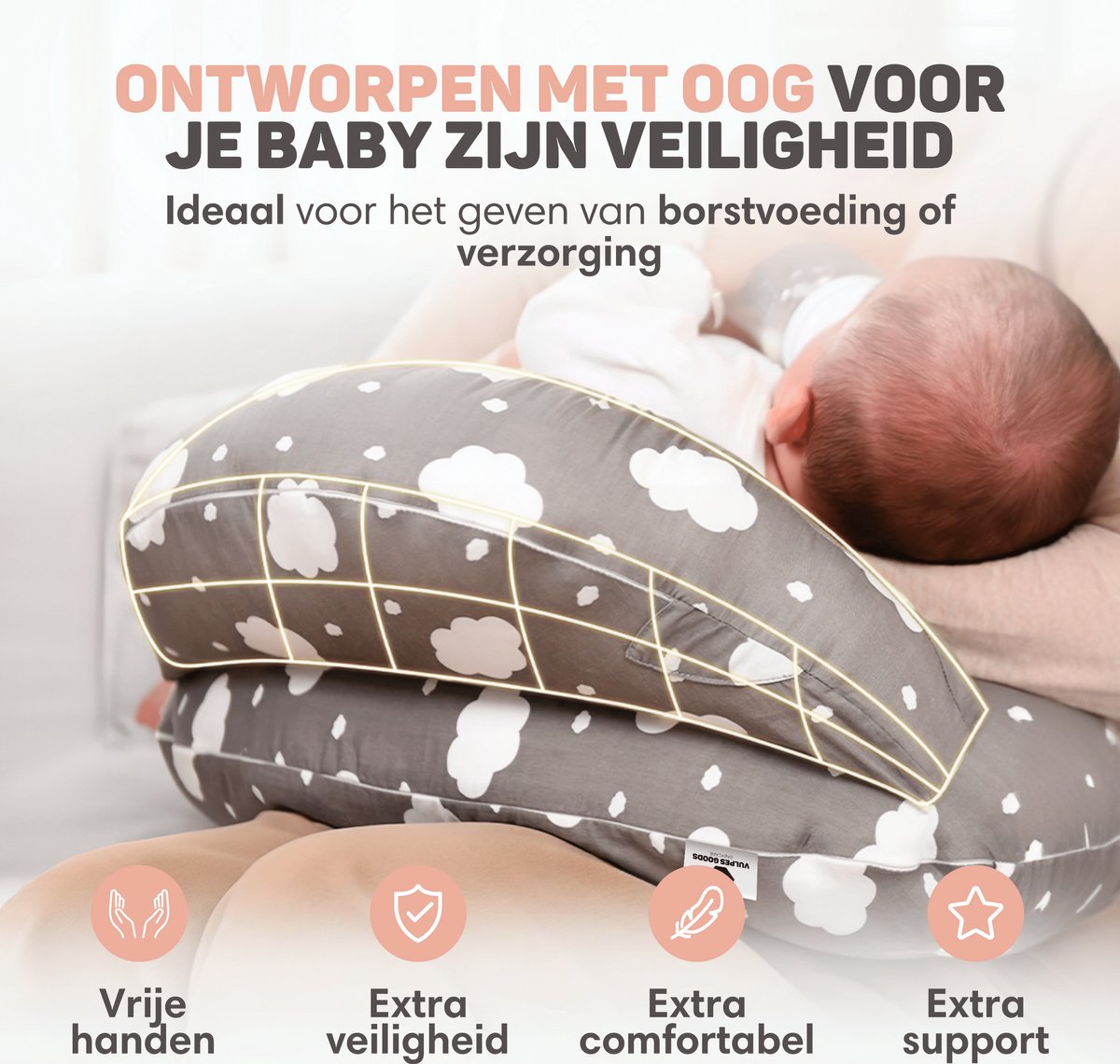 Vulpes Goods® BabyCare - Voedingskussen - Zwangerschapskussen incl. afneembare hoes - 3in1 - Uniek Design — cadeau in Cadeau-ideeën - foto 5
