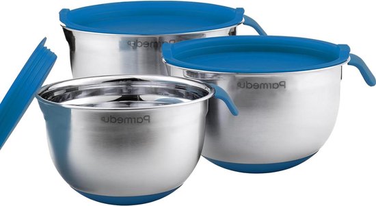 Lot De 3 Bols Mélangeurs En Acier Inoxydable Avec Couvercles - Bols