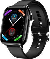Nuvance Smartwatch Heren & Dames met Bluetooth - IP68 Waterdicht - Geschikt voor alle Smartphones - Stappenteller en Hartslagmeter - Zwart