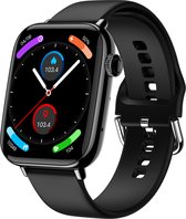 Nuvance - Smartwatch Heren & Dames met Bluetooth - IP68 Waterdicht - Geschikt voor alle Smartphones - Stappenteller en Hartslagmeter - Zwart