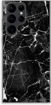 Case Company® - Hoesje geschikt voor Samsung Galaxy S22 Ultra hoesje - Zwart Marmer - Soft Cover Telefoonhoesje - Bescherming aan alle Kanten en Schermrand