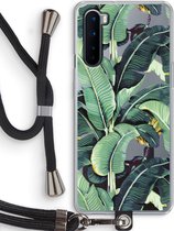 Case Company® - Hoesje met koord geschikt voor OnePlus Nord hoesje met Koord - Bananenbladeren - Telefoonhoesje met Zwart Koord - Bescherming aan alle Kanten en Over de Schermrand