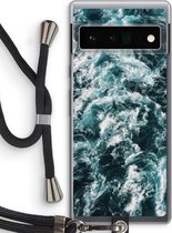 Case Company® - Hoesje met koord geschikt voor Google Pixel 6 Pro hoesje met Koord - Zee golf - Telefoonhoesje met Zwart Koord - Bescherming aan alle Kanten en Over de Schermrand