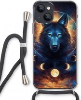 Case Company® - Hoesje met koord geschikt voor iPhone 13 mini hoesje met Koord - Wolf Dreamcatcher - Telefoonhoesje met Zwart Koord - Extra Bescherming aan alle Kanten en Over de Schermrand