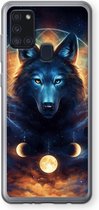 Case Company® - Hoesje geschikt voor Samsung Galaxy A21s hoesje - Wolf Dreamcatcher - Soft Cover Telefoonhoesje - Bescherming aan alle Kanten en Schermrand