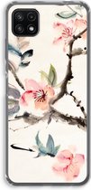 Case Company® - Hoesje geschikt voor Samsung Galaxy A22 5G hoesje - Japanse bloemen - Soft Cover Telefoonhoesje - Bescherming aan alle Kanten en Schermrand
