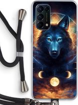 Case Company® - Hoesje met koord geschikt voor Oppo Find X3 Lite hoesje met Koord - Wolf Dreamcatcher - Telefoonhoesje met Zwart Koord - Bescherming aan alle Kanten en Over de Schermrand