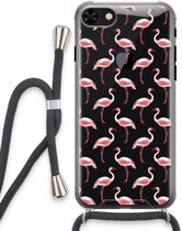 Case Company® - Hoesje met koord geschikt voor iPhone 7 hoesje met Koord - Flamingo - Telefoonhoesje met Zwart Koord - Extra Bescherming aan alle Kanten en Over de Schermrand