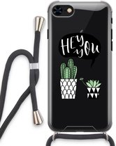 Case Company® - Hoesje met koord geschikt voor iPhone 8 hoesje met Koord - Hey you cactus - Telefoonhoesje met Zwart Koord - Extra Bescherming aan alle Kanten en Over de Schermrand