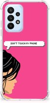 GSM Hoesje Geschikt voor Samsung Galaxy A23 Cover Case met transparante rand Woman Don't Touch My Phone