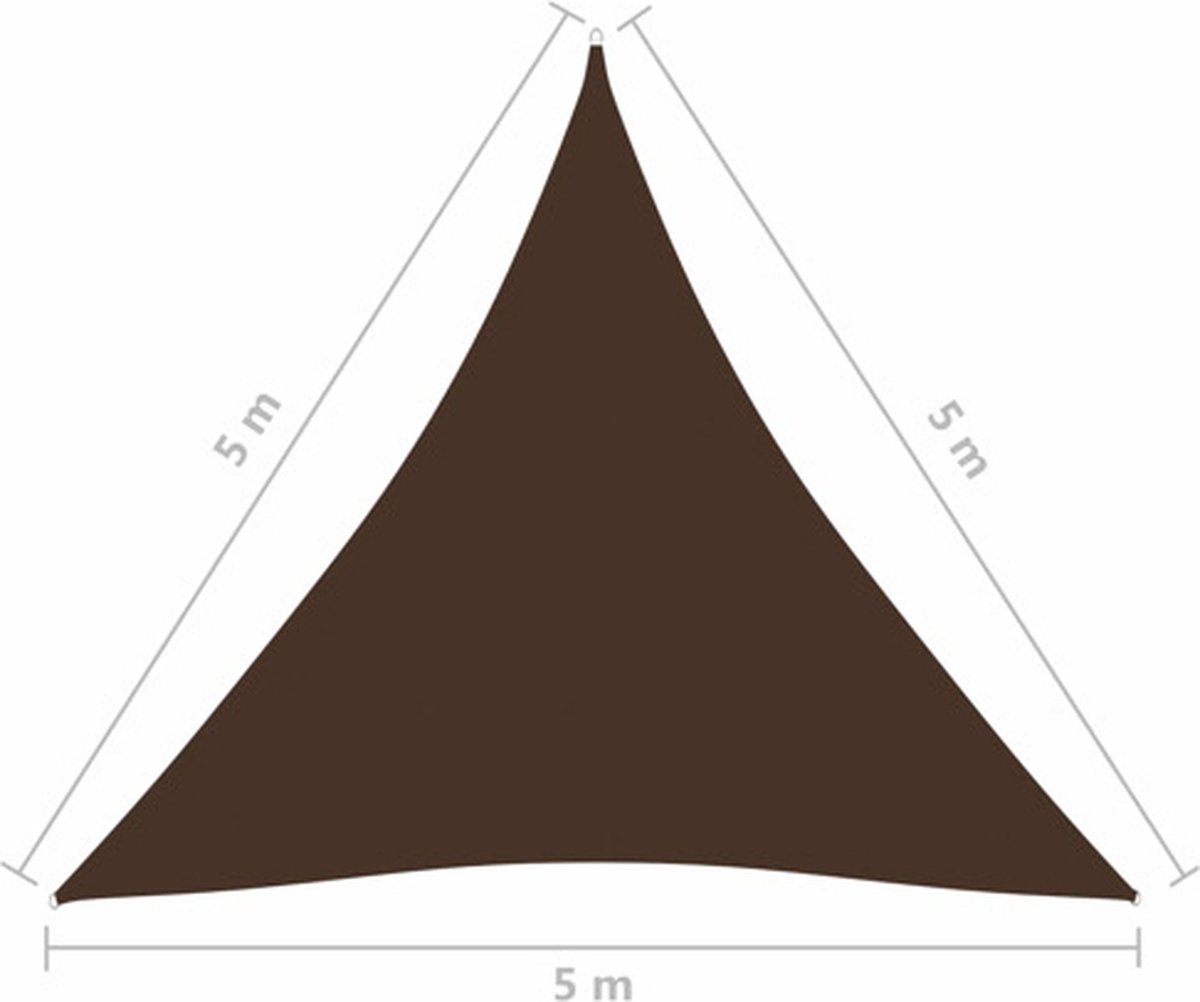 vidaXL Zonnescherm driehoekig 5x5x5 m oxford stof bruin