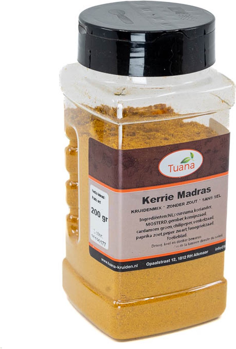 Goedkoopste Tuana Kruiden - Kerrie Madras - Strooibus 150 Gram - Kruiden Zonder Zout - MP-K-0024