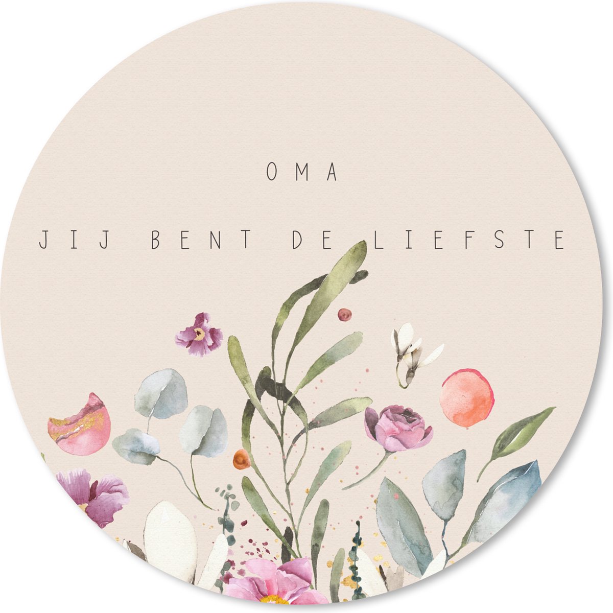 Muismat - Mousepad - Rond - Quotes - Spreuken - Oma jij bent de liefste - Oma - 50x50 cm - Ronde muismat