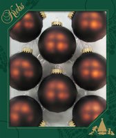 Krebs Kerstballen - 8 stuks - velvet bruin - glas - 7 cm