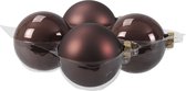 4x morceaux de décorations de Noël Boules de Noël marron foncé (marron) en verre - 10 cm - mat/brillant - Décorations Décorations pour sapins de Noël