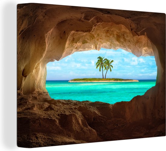 Peintures sur Toile - Paradis Tropical aux Caraïbes - 160x120 cm - Décoration murale XXL