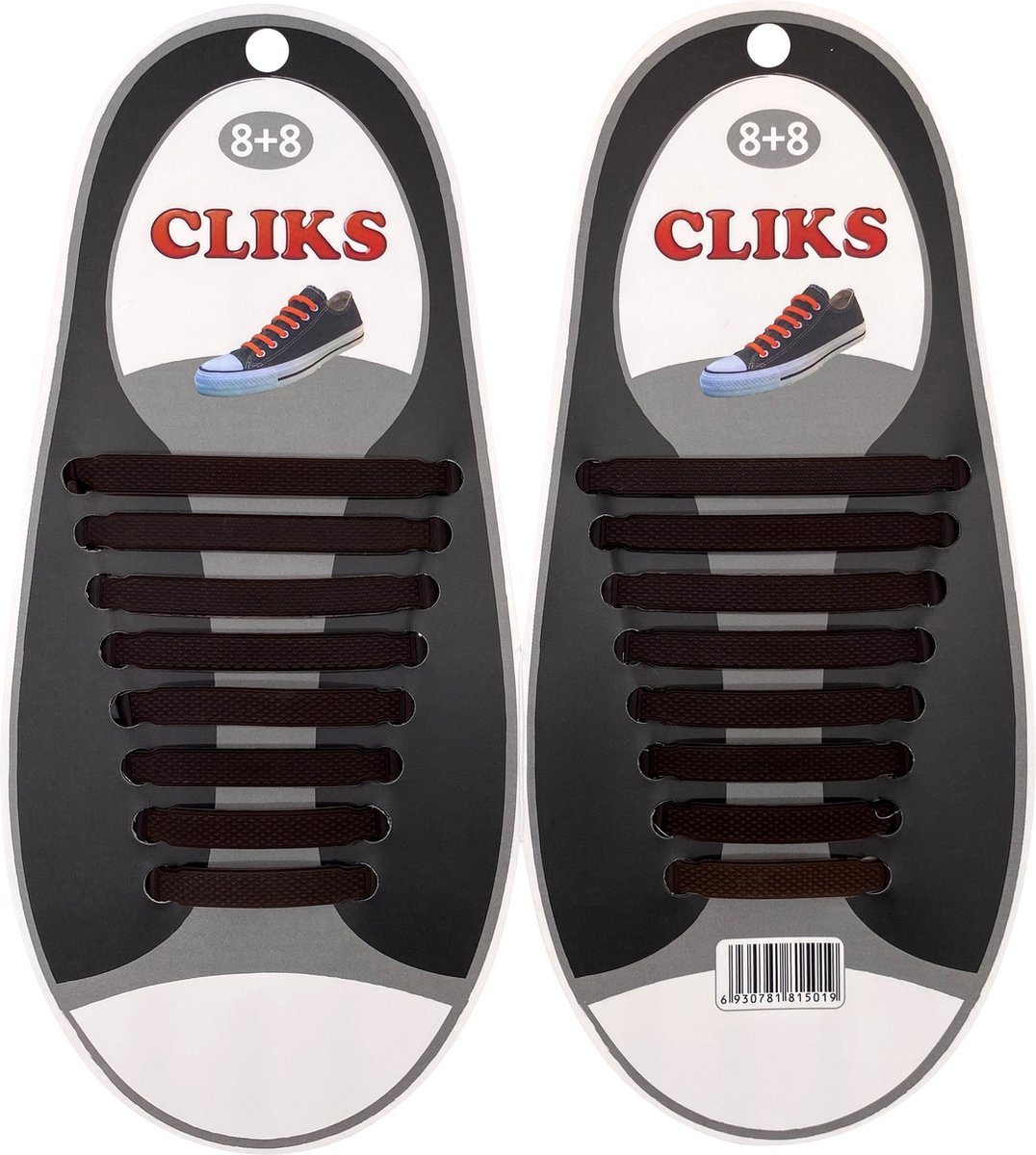 CLIKS elastische veters bruin - siliconen veters - kids - volwassenen
