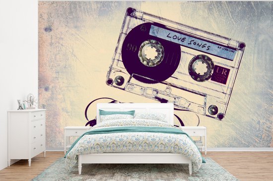 emotioneel Metropolitan schroot Behang - Fotobehang Cassette tape met liefdesliedjes - Breedte 320 cm x  hoogte 240 cm | bol.com