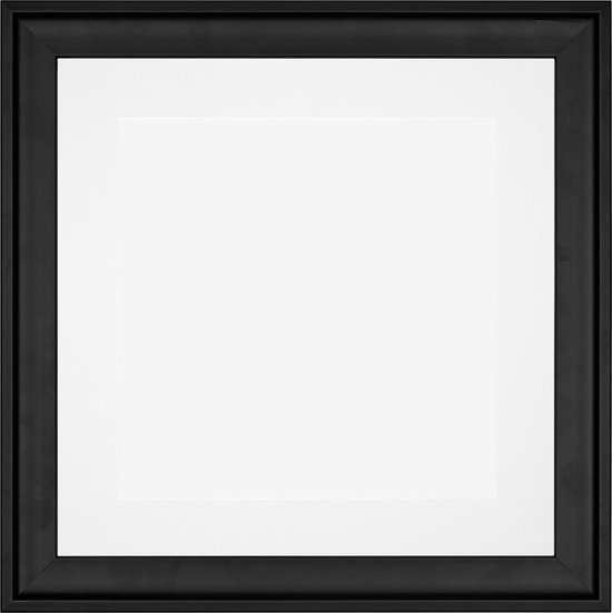Passe-partout encadré en noir avec une surface blanche et une découpe intérieure.
